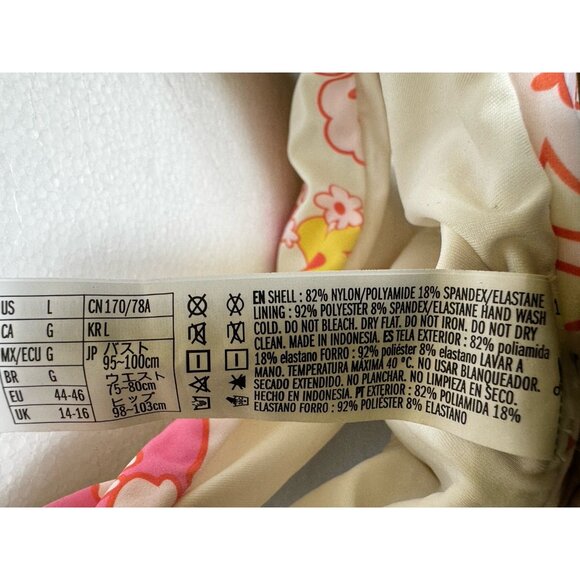 Barbie Monokini SIZE L One-Piece Swimsuit‎ White Multicolored Flowers Beach Cute - Picture 6 of 6